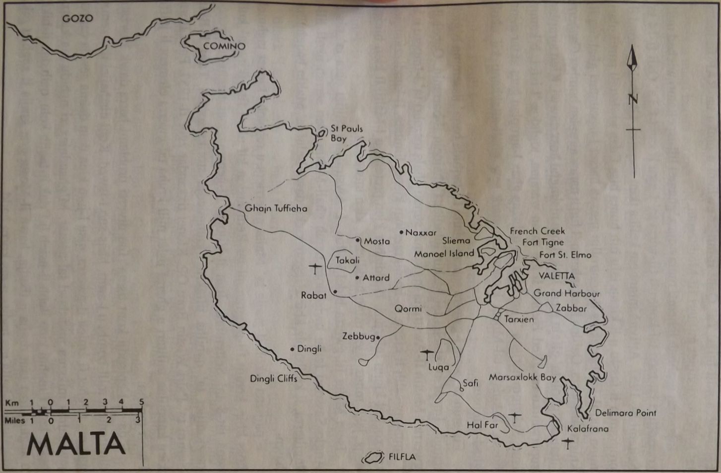 Mappa ta' Malta b'Ta' Qali l-mitjar ewlieni u uniku tar-RAF