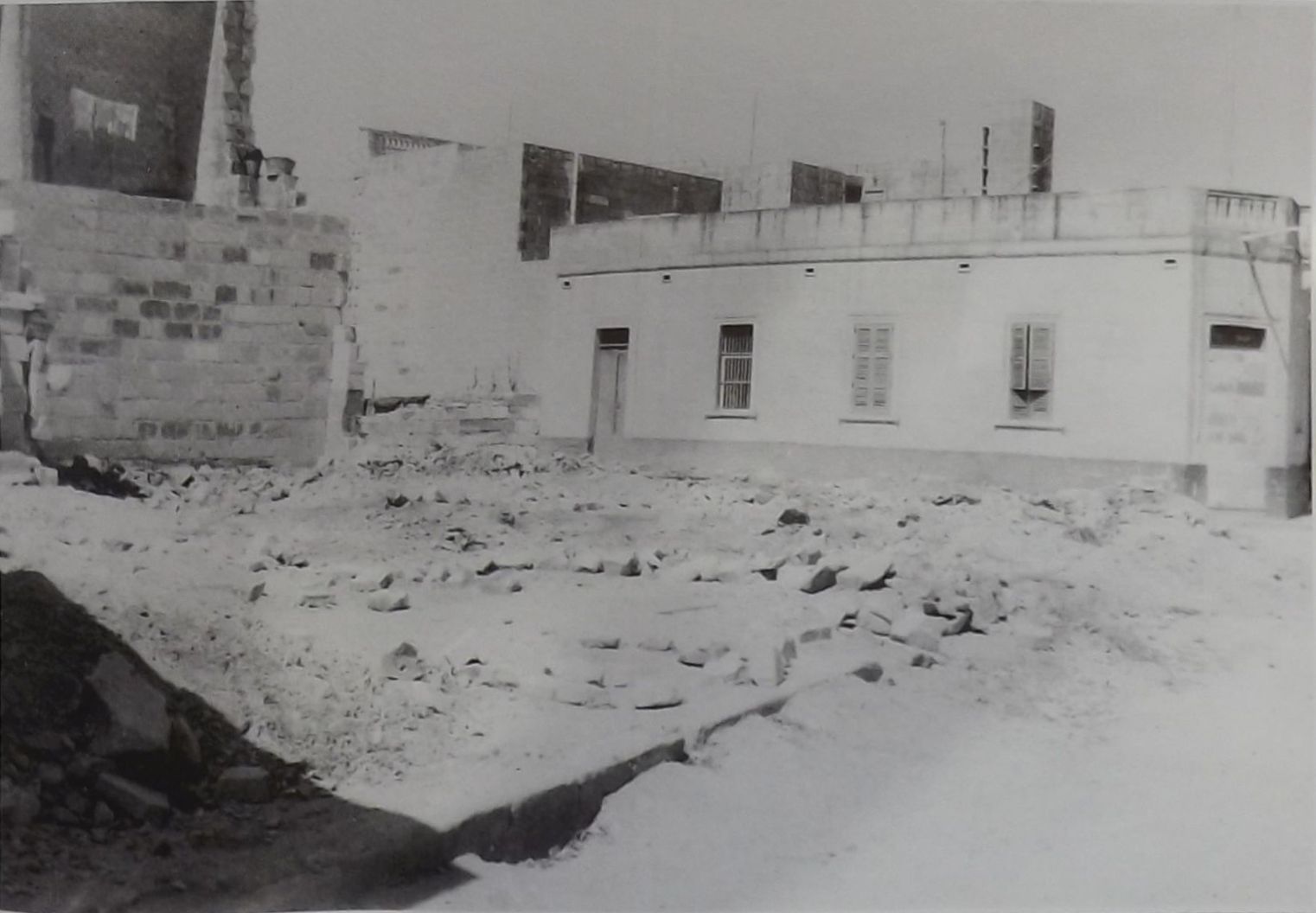 Demolished buildings in Curate Schembri Street, facing corner with Parish Street